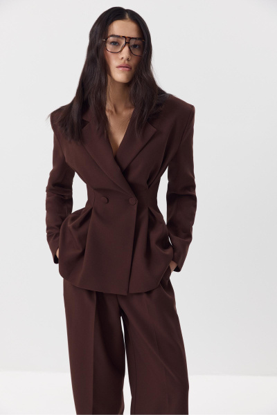 Жакет с защипами (шоколадный) (M) 