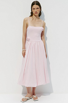 Платье с юбкой балоном и декоративными цветами