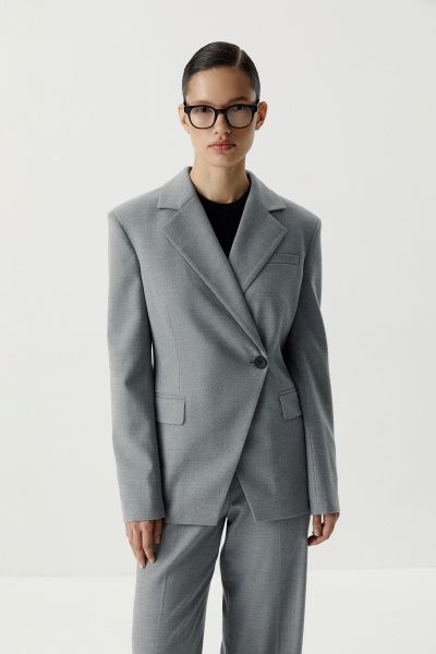 Пиджак однобортный приталенный (серый меланж) (XS) 