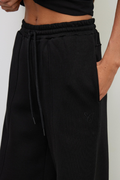 Брюки на резинке с рельефными швами (XS/S, черный) 