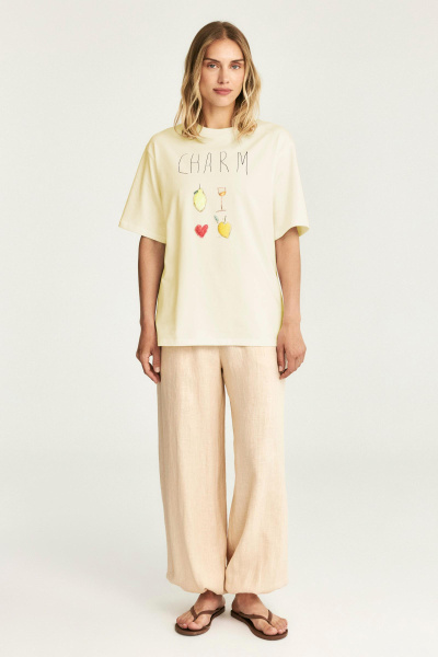 Футболка с принтом CHARM (сливочный) (one size) 