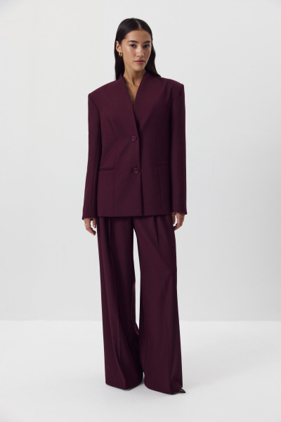 Пиджак без лацканов (сливовый) (M) 