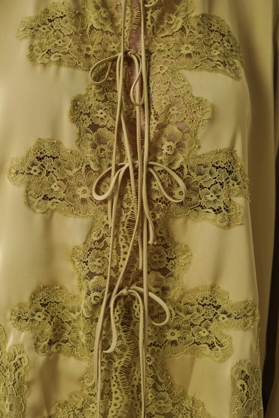 Блуза с кружевной отделкой (жженая олива) (M/L) 