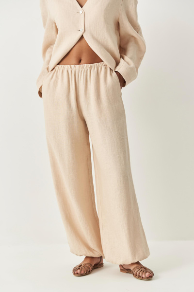 Брюки шаровары изо льна (бежевый) (M/L) 