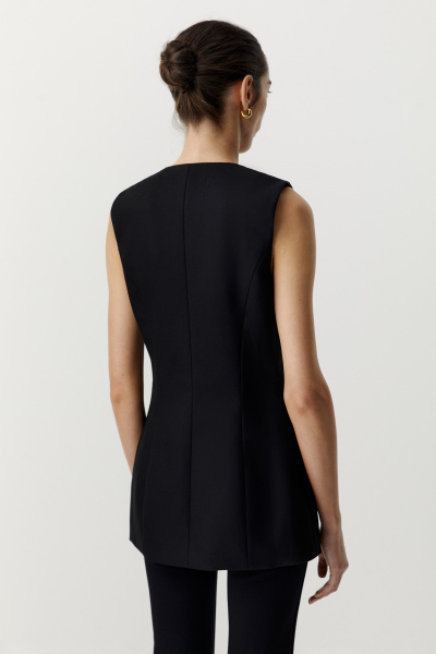 Жилет приталенный удлиненный (черный) (XS) 