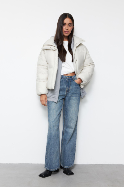 Куртка укороченная утепленная/ Women's short padded jacket (XS, молочный/milk) 