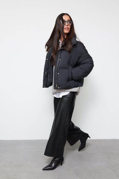 Куртка укороченная утепленная/ Women's short padded jacket (XS, черный/black)