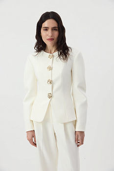Жакет О-силуэта приталенный  (Молочный)