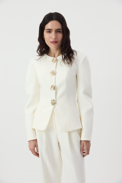 Жакет О-силуэта приталенный  (Молочный) (M) 