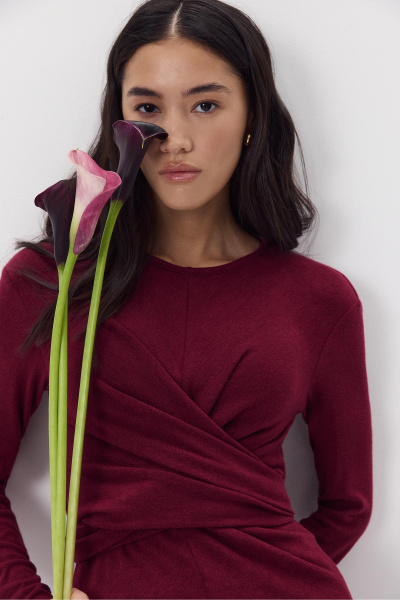 Лонгслив с завязками на талии (Винный) (S) 