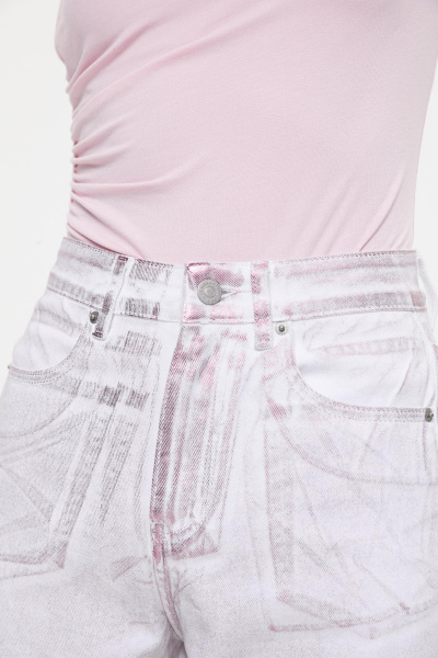 Джинсы с металлизированным покрытием/Foil coated denim pants (27/S, розовый/pink) 2128