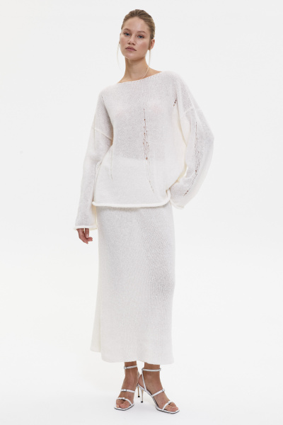 Джемпер оверсайз с гранжевым эффектом (молочный) (M/L) 