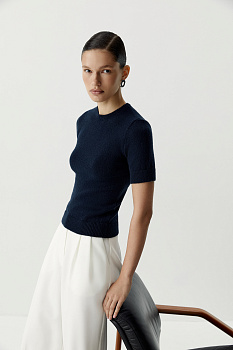 Футболка вязаная базовая (темно-синий)