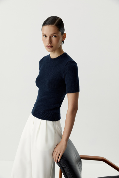 Футболка вязаная базовая (темно-синий) (L) 