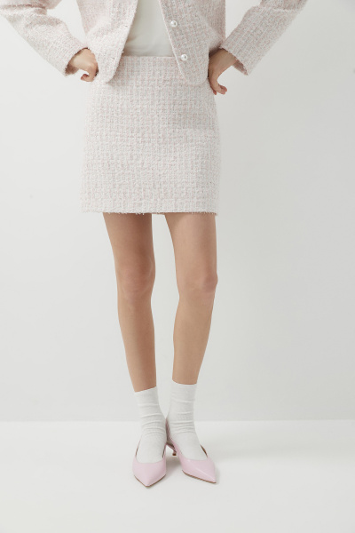 Юбка мини из твида (розовый) (M) 