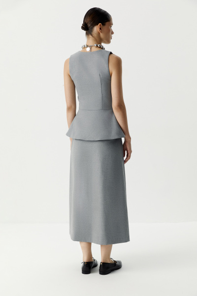Юбка миди со складками (серый меланж) (XS) 