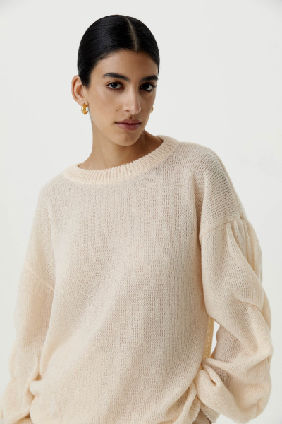 Джемпер оверсайз с косами по рукавам (кремовый) (M/L) 