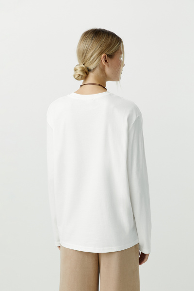 Лонгслив базовый из хлопка (белый) (L) 
