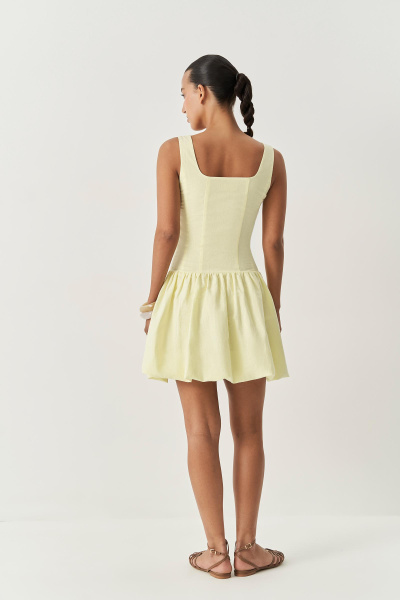 Платье баллон изо льна (желтый) (XS)