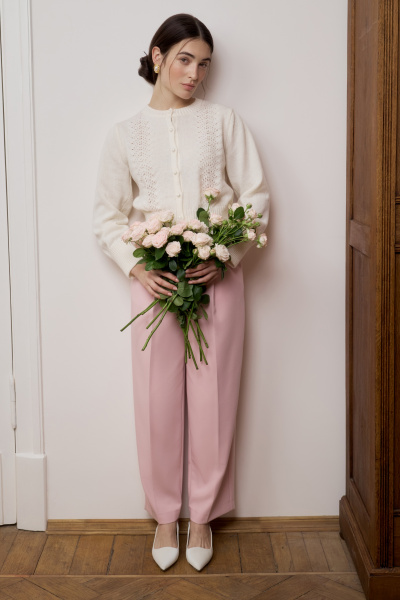 Кардиган с декоративным узором (молочный) (M) 