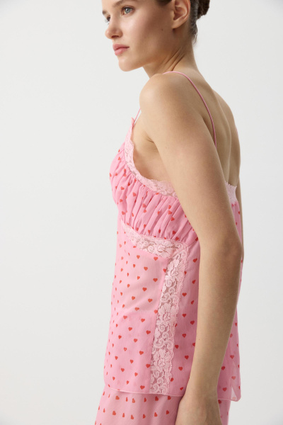 Топ с принтом сердечки (Розовый) (M) 