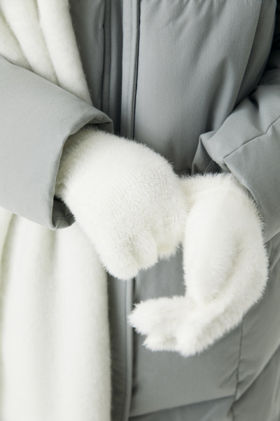 Перчатки из пушистой пряжи (белый) (one size) 