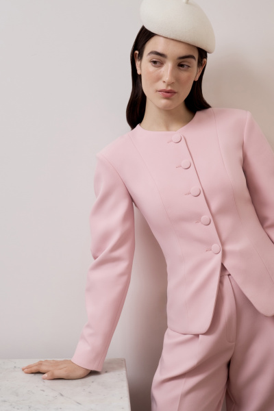 Жакет О-силуэта приталенный  (Розовый) (M) 