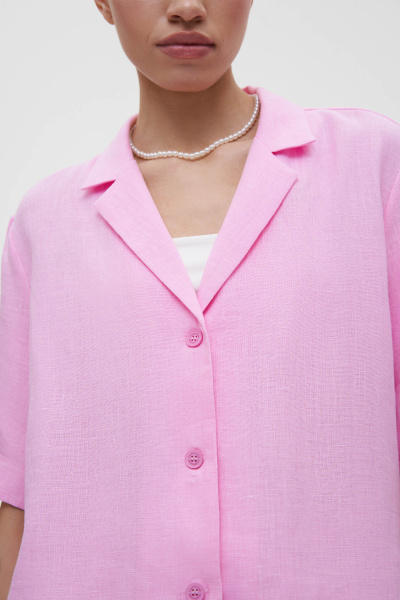 Рубашка с коротким рукавом изо льна (M/L, барби) 2169