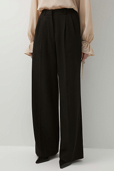 Брюки силуэта палаццо из костюмной ткани (черный)