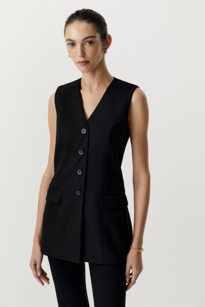 Жилет приталенный удлиненный (черный) (XS) 