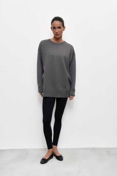 Свитер удлиненный (one size, темно-серый) 