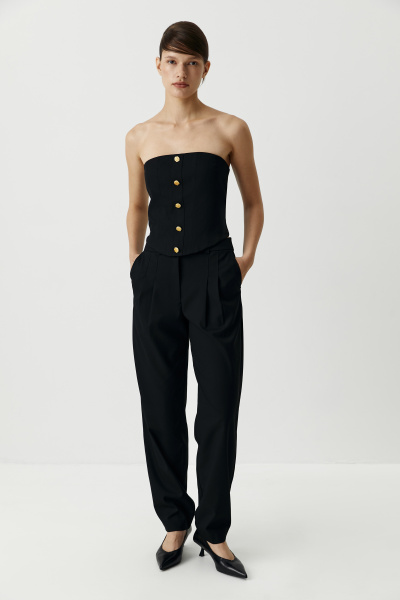 Топ-корсет с декоративными пуговицами (черный) (S)