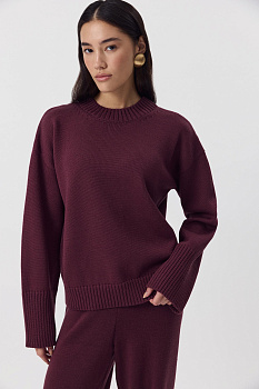 Джемпер из мериносовой шерсти с круглым вырезом (Сливовый)