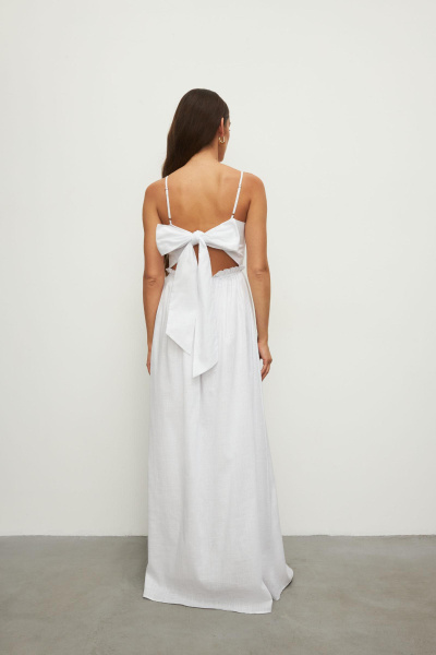 Платье макси из фактурного хлопка (S, молочный)