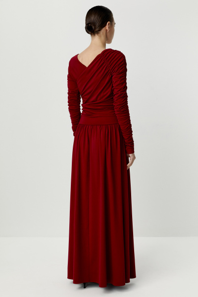 Платье макси с драпировками (красный) (S) 