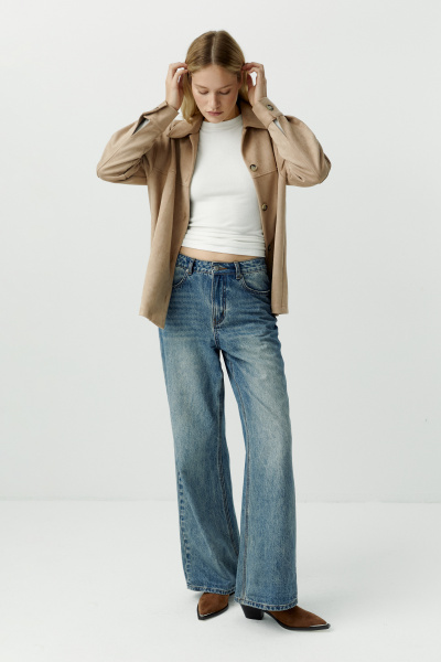 Джинсы с высокой посадкой/Denim pants with high waist (26/XS, пыльно-синий/dusty blue) 2805