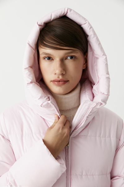 Пальто макси утепленное (розовый) (XS) 