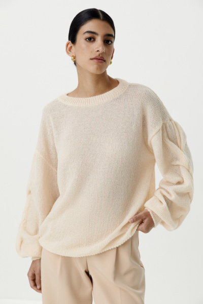 Джемпер оверсайз с косами по рукавам (кремовый) (M/L) 