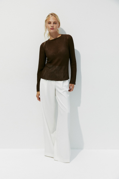 Джемпер фактурной вязки из вискозы (XS, шоколадный) 2774