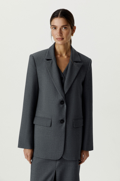 Пиджак классический с двумя шлицами (темно-серый меланж) (S) 