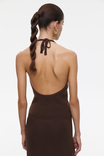 Топ вязаный с открытой спиной (S, шоколадный) 2774