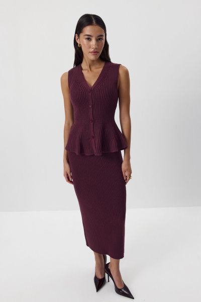 Юбка вязаная с шерстью (сливовый) (M) 