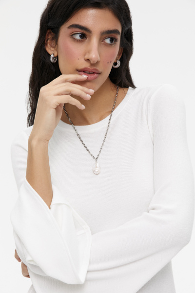 Платье мини из мягкого трикотажа (S, молочный)