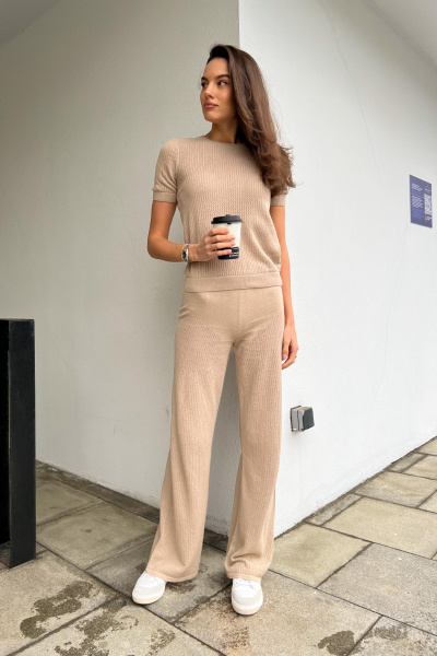 Футболка ажурной вязки (S, бежевый) 