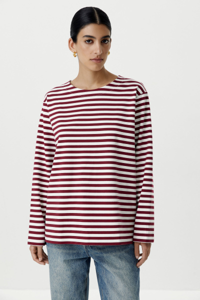Лонгслив в полоску (молочный / бордовый) (XS/S) 