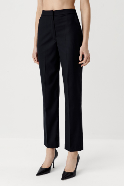 Брюки прямого кроя из костюмной ткани (черный) (M) 