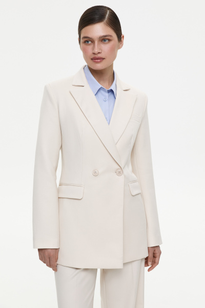 Пиджак приталенный двубортный (L, светло-бежевый) 2870