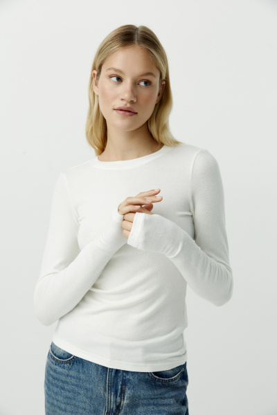 Лонгслив из мягкого трикотажа (молочный) (XS) 