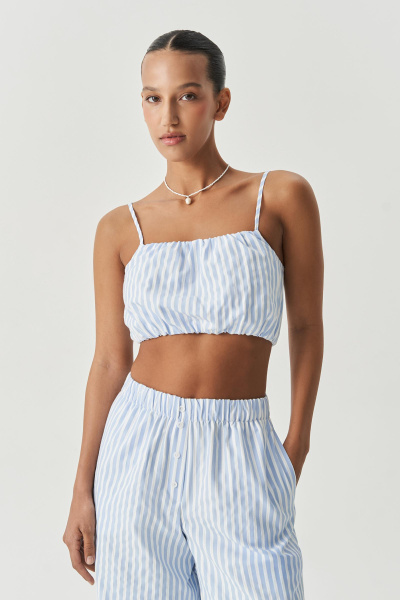 Блузка типа "топ" на бретелях в полоску (голубой) (M) 