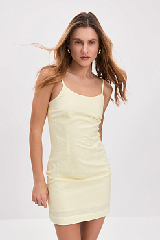 Платье мини изо льна (желтый)